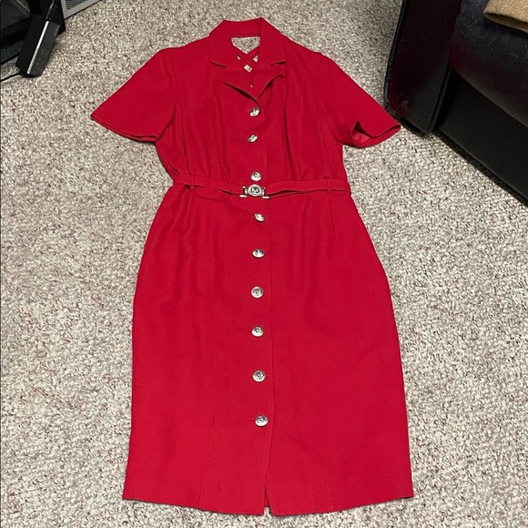 Vintage Dresses & Skirts - Vintage 90s cut out lion head Button-Down belted Dress- Versace vibes